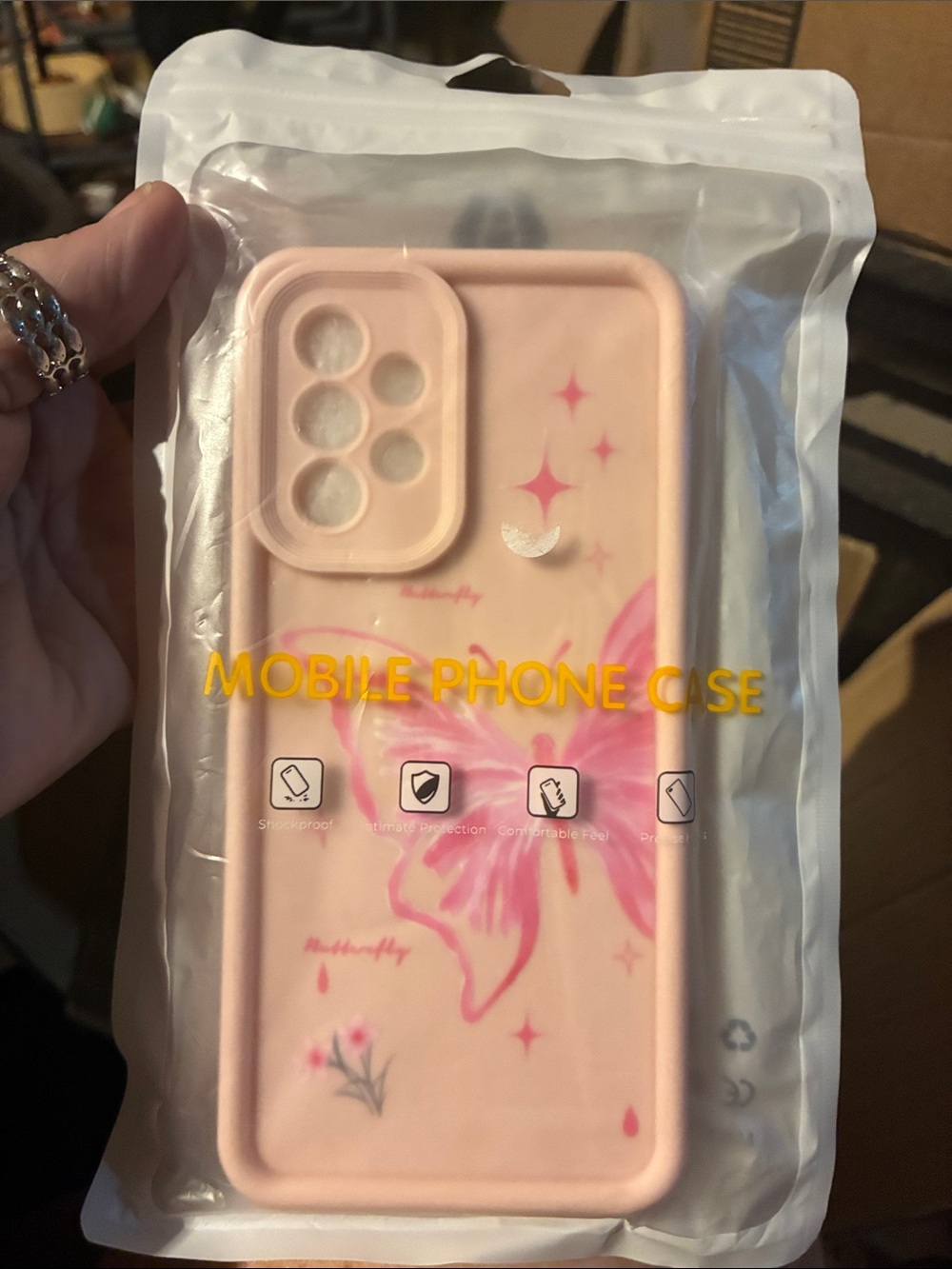 Phone Case with Pink Butterfly Design - Unbranded